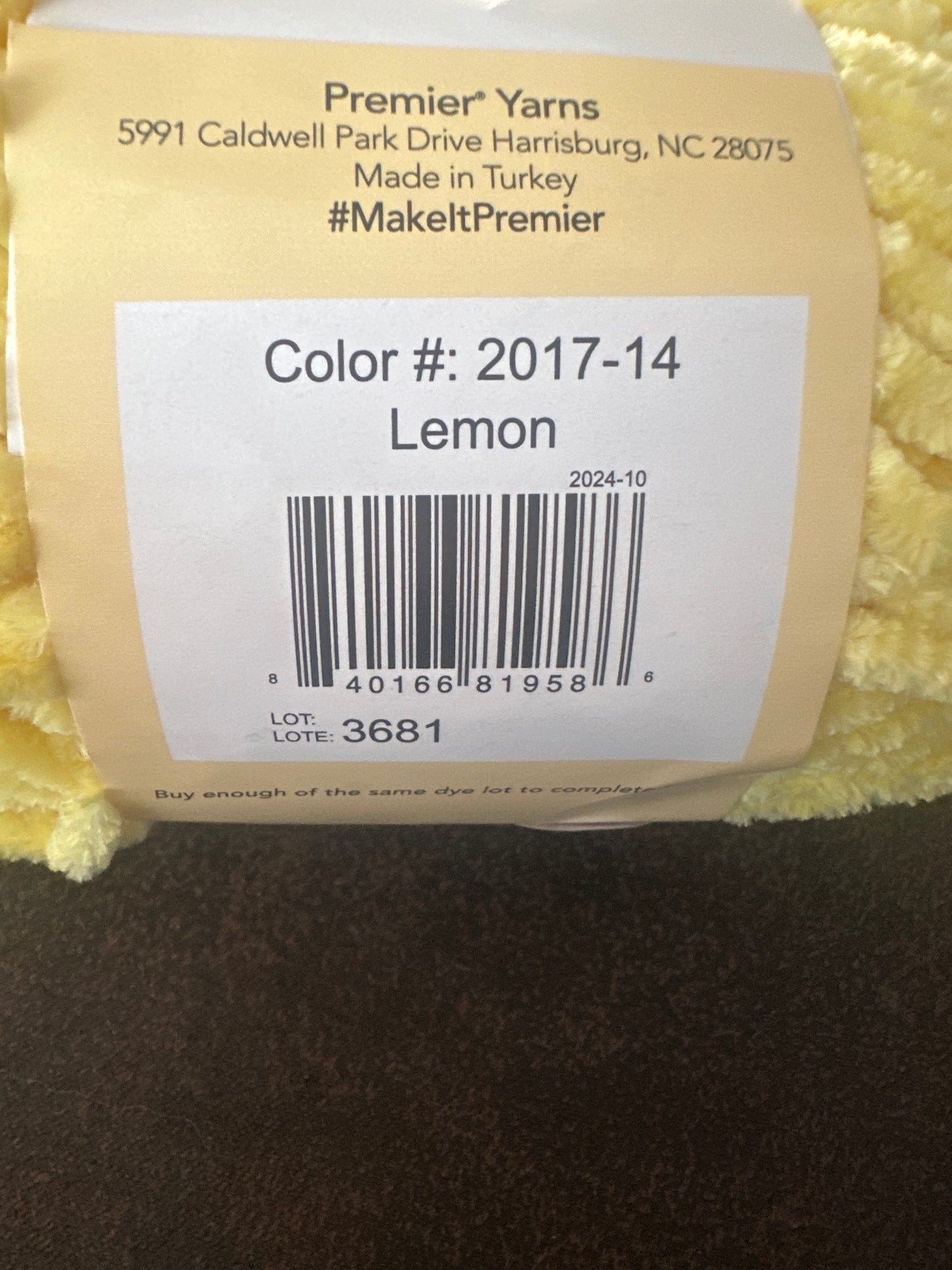 Premier Just Chenille Yarn – Lemon | Color 2017-14