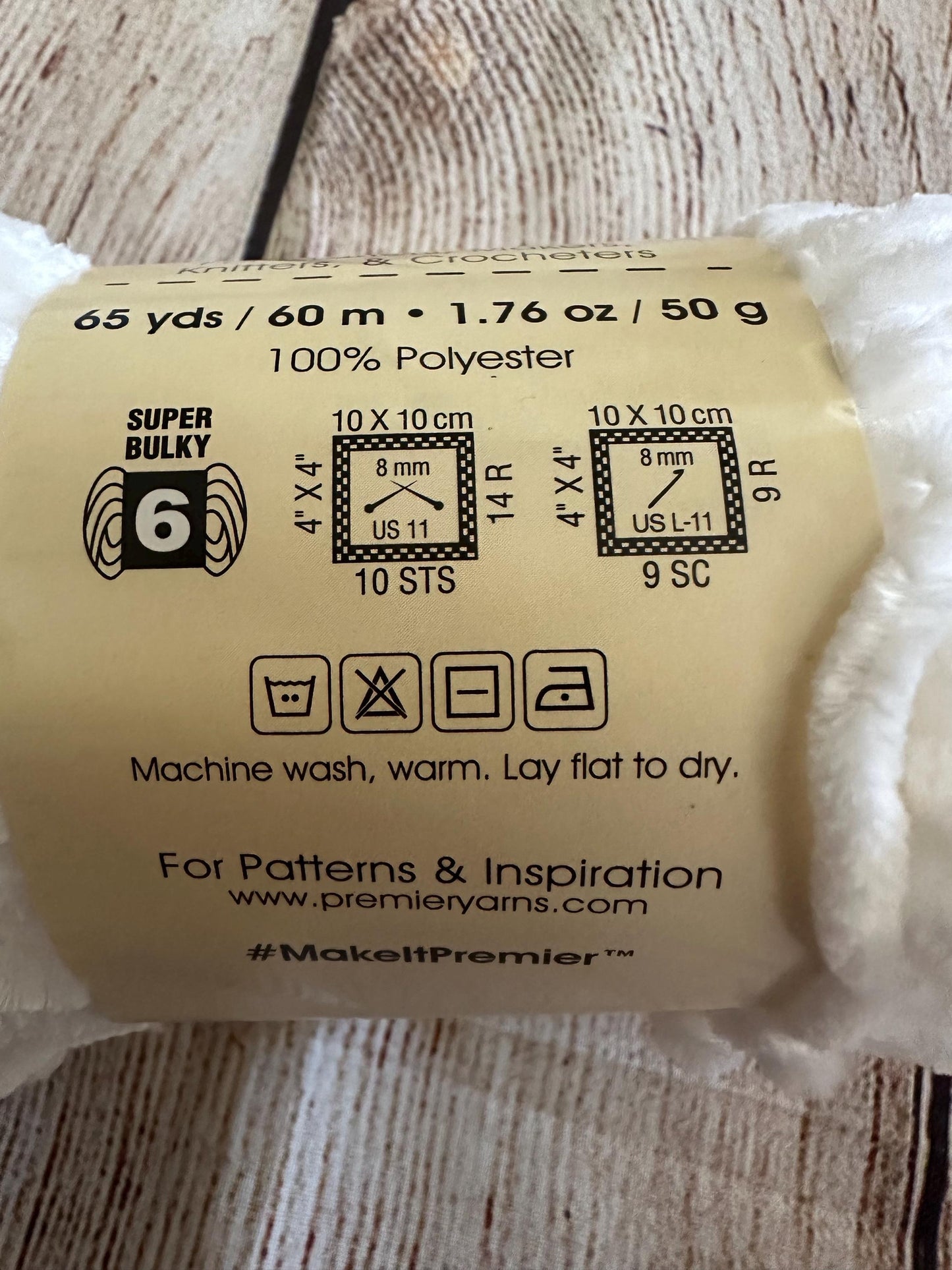Premier Just Chenille Yarn – White (Color 2021-09) – Soft Polyester Yarn, 65 Yards