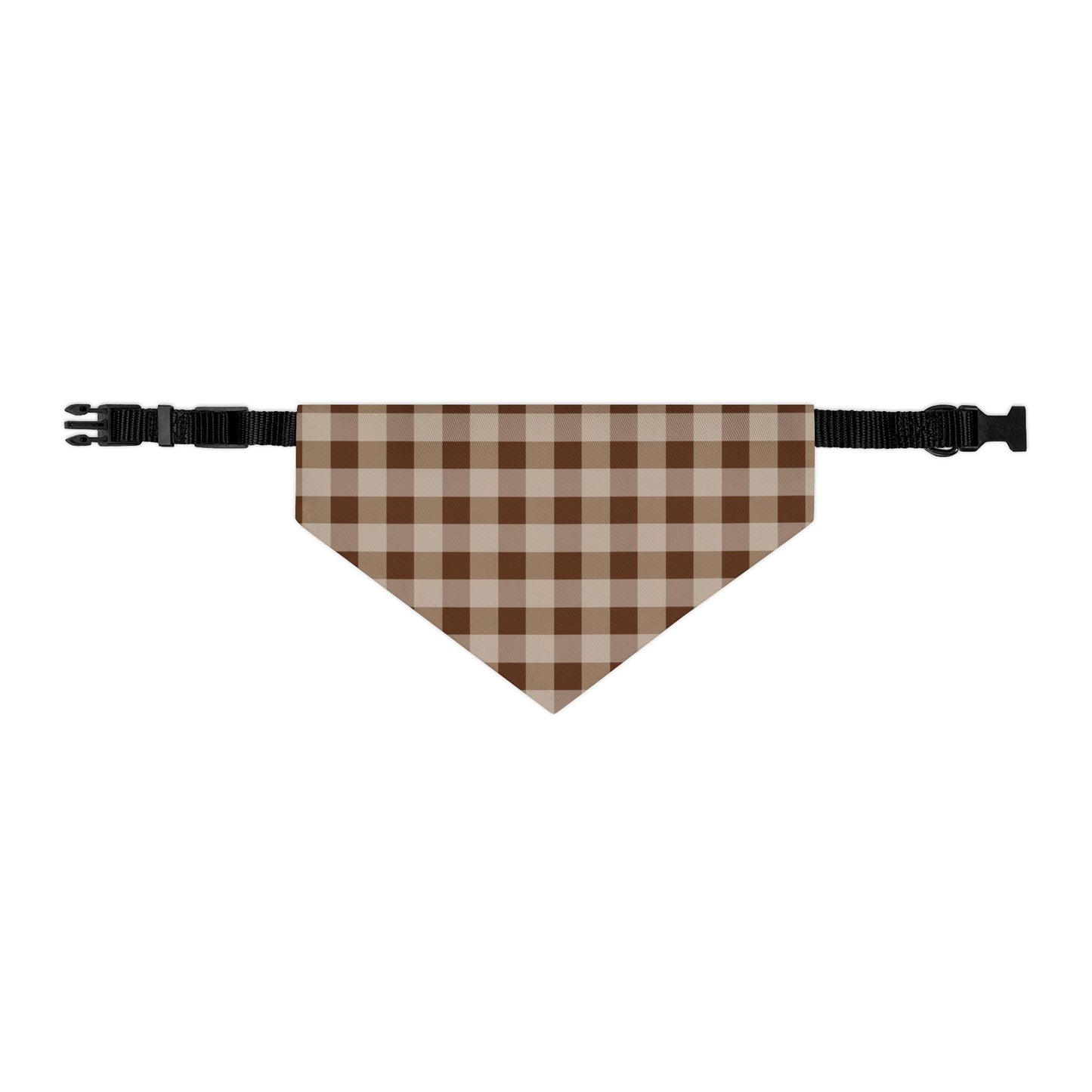 Brown Gingham Dog Bandana, Over the Collar