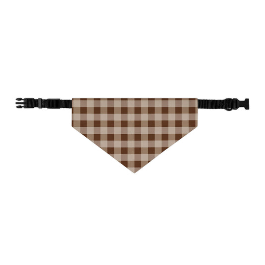 Brown Gingham Dog Bandana, Over the Collar