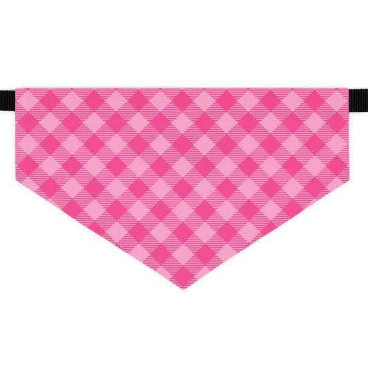 Sweet in Pink Buffalo Plaid Pet Bandana, Over the Collar