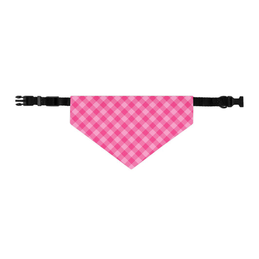 Sweet in Pink Buffalo Plaid Pet Bandana, Over the Collar