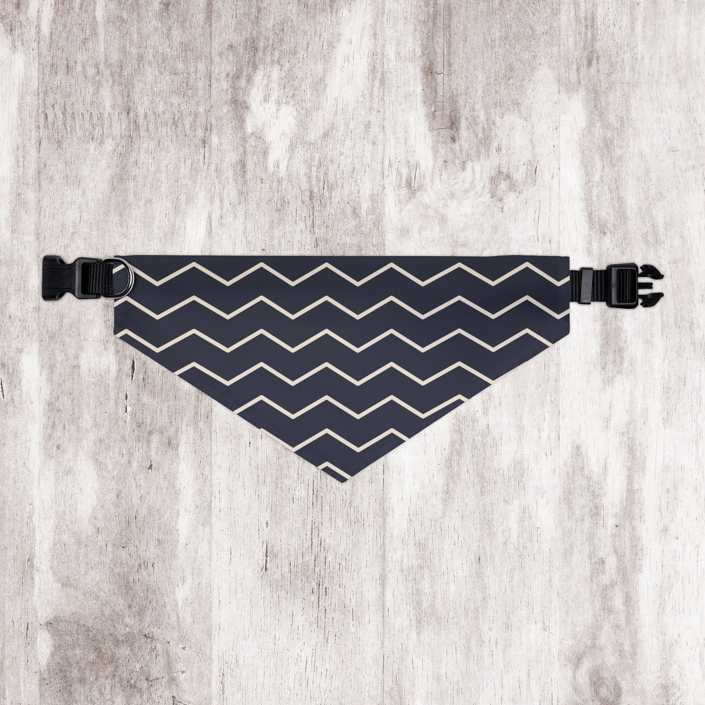 Black and White Chevron Dog Bandana - Over the Collar