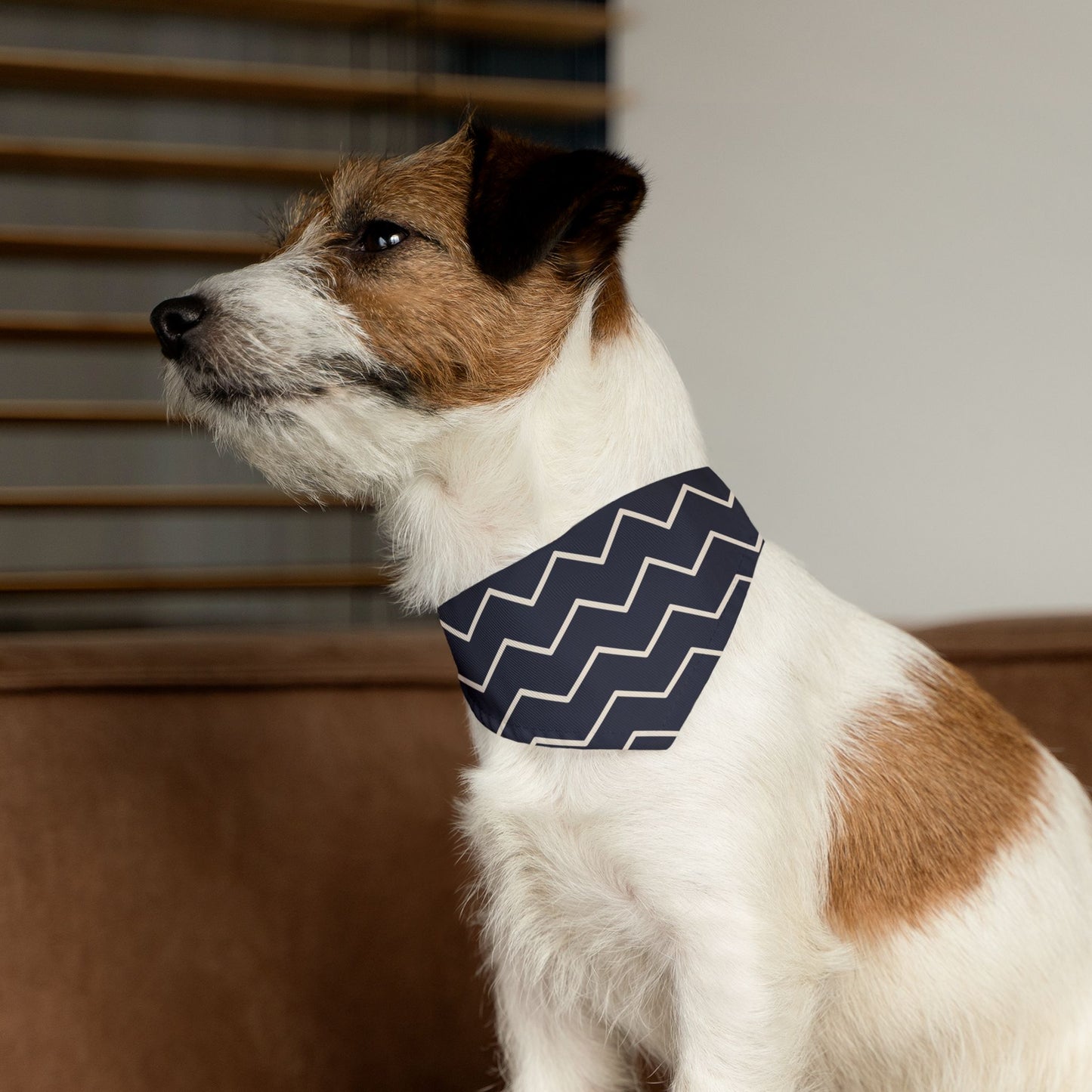 Black and White Chevron Dog Bandana - Over the Collar