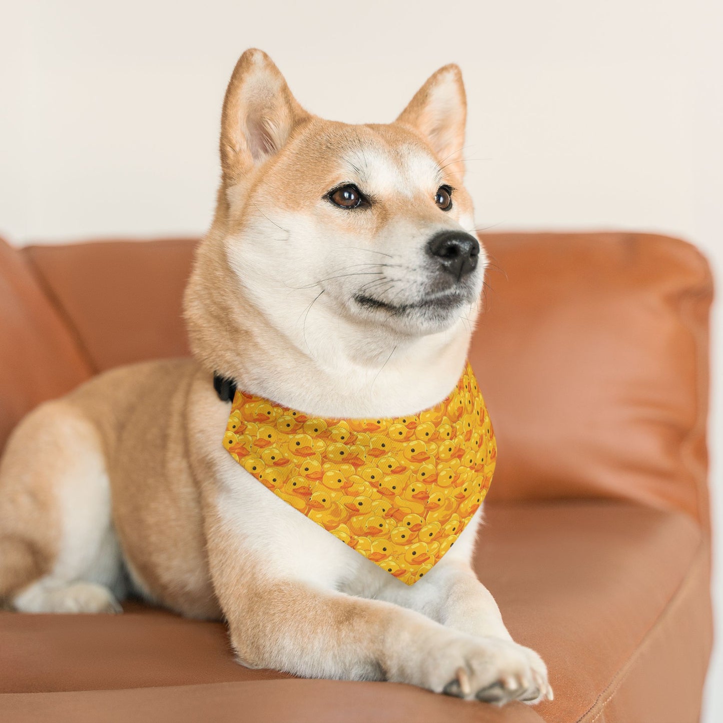 Rubber Duck Yellow Dog Bandana Collar, Over the Collar