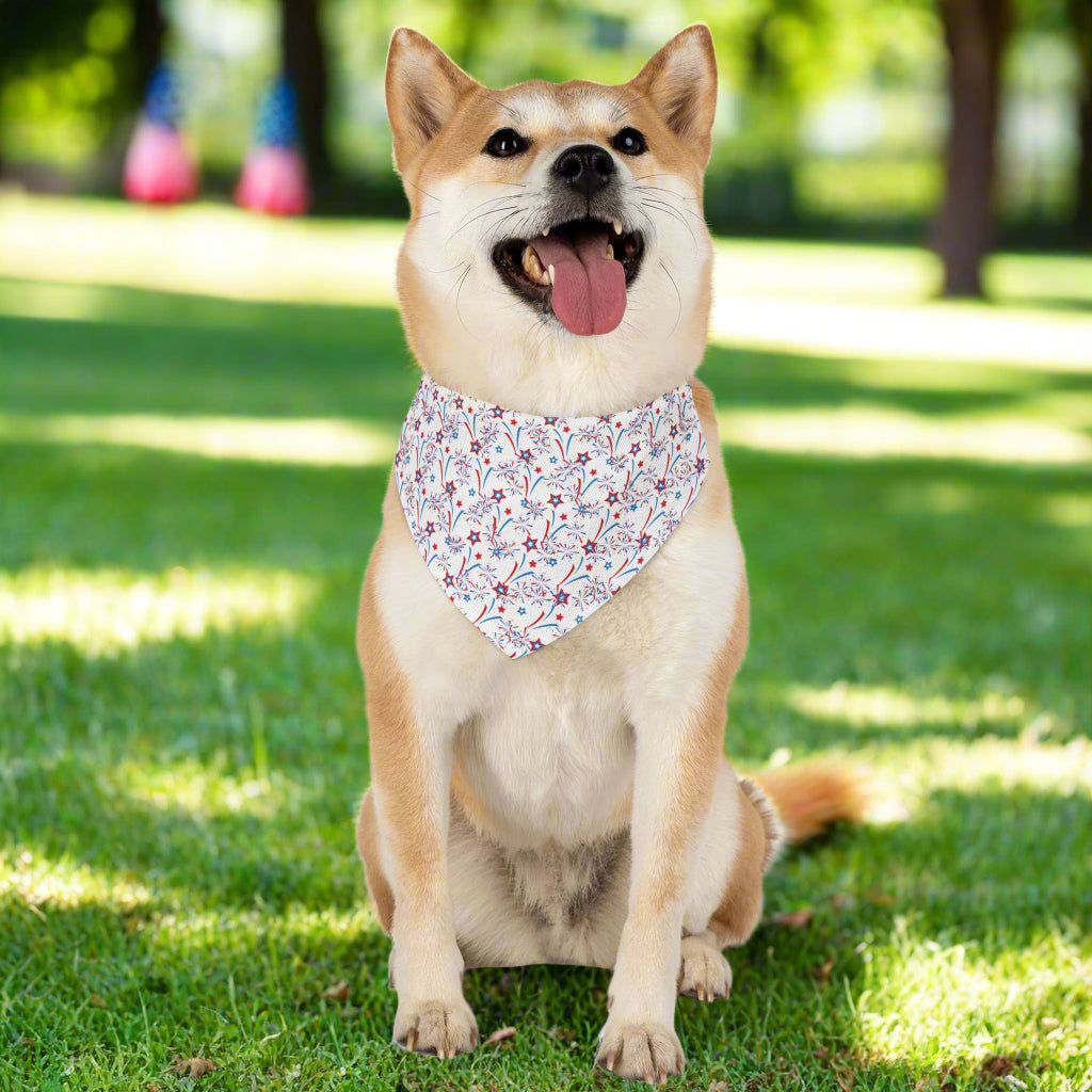 Patriotic Fireworks Pet Bandana – Over-the-Collar Dog Bandana – 4th of July Dog Accessory