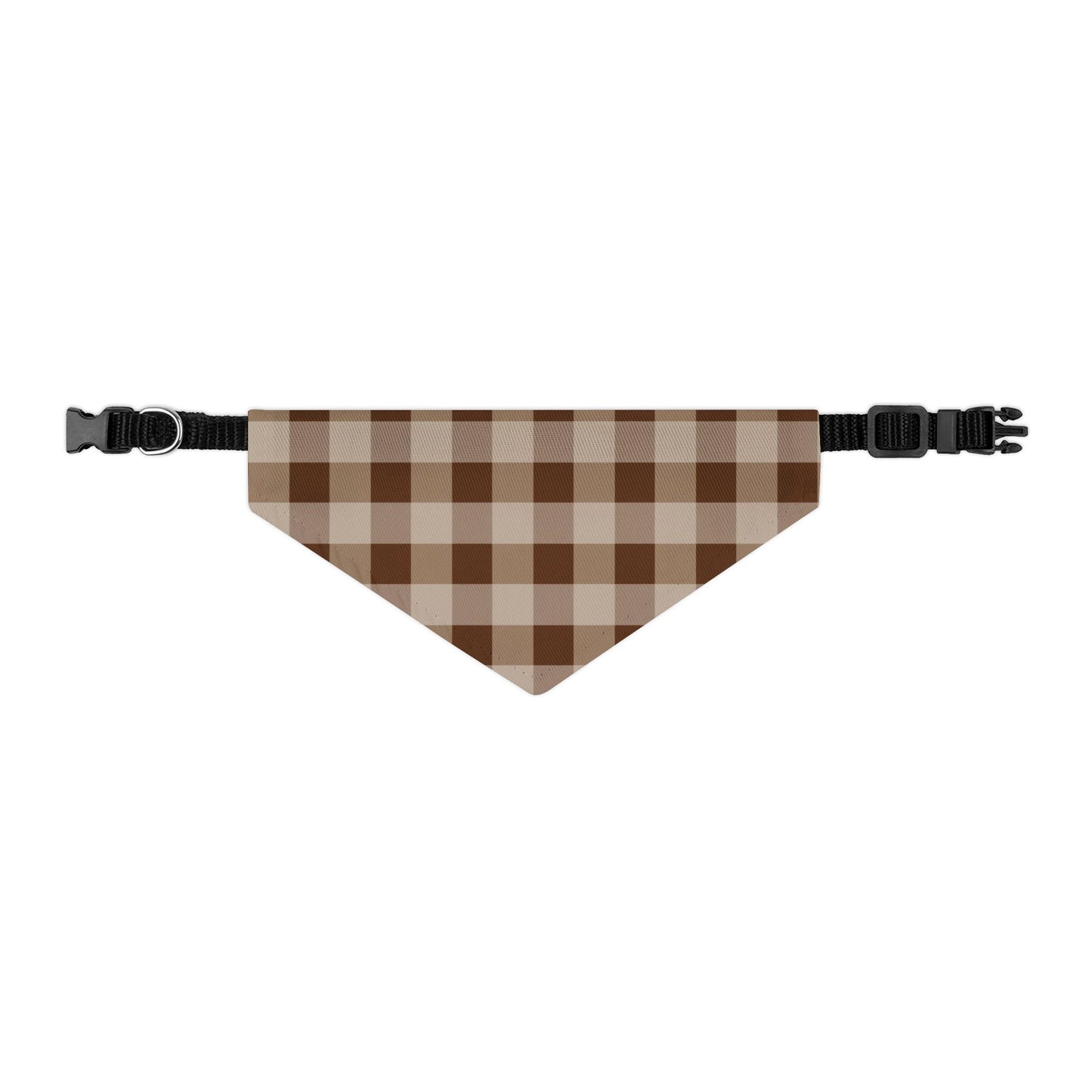 Brown Gingham Dog Bandana, Over the Collar
