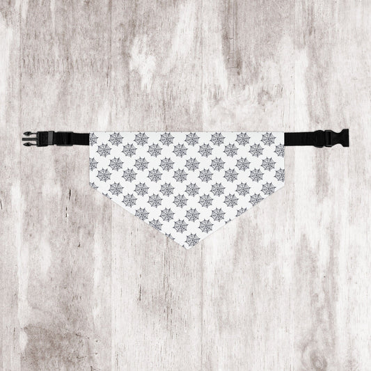 White Dog Bandana with Black Spider Web Pattern