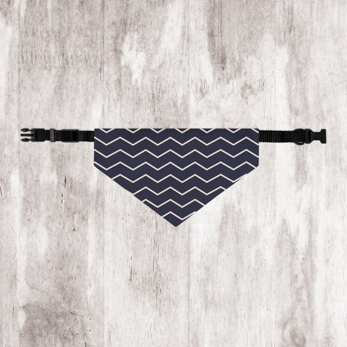 Black and White Chevron Dog Bandana - Over the Collar