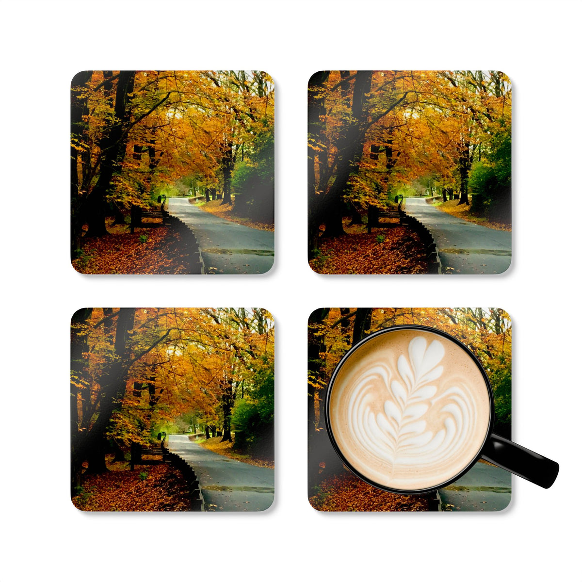 Autumn Woodland Road Coasters – Set of 4
