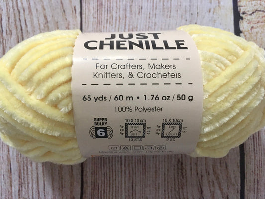 Premier Just Chenille Yarn – Yellow (Color 2017-08) – Super Soft Bulky Yarn
