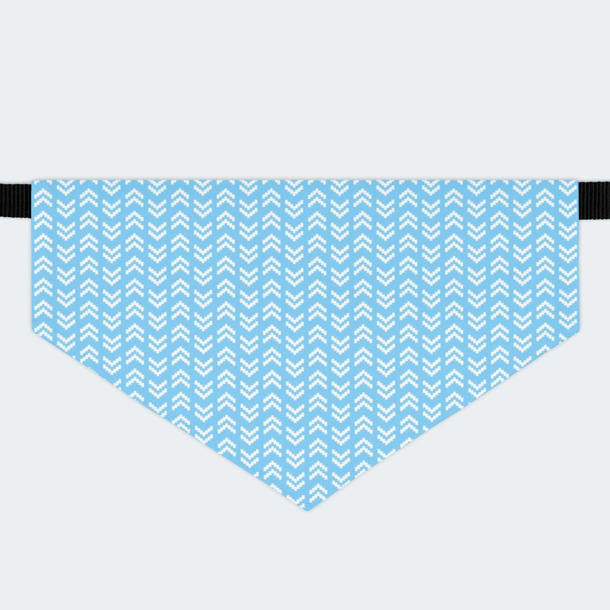 Blue Chevron Geometric Pattern Dog Bandana, Over the Collar
