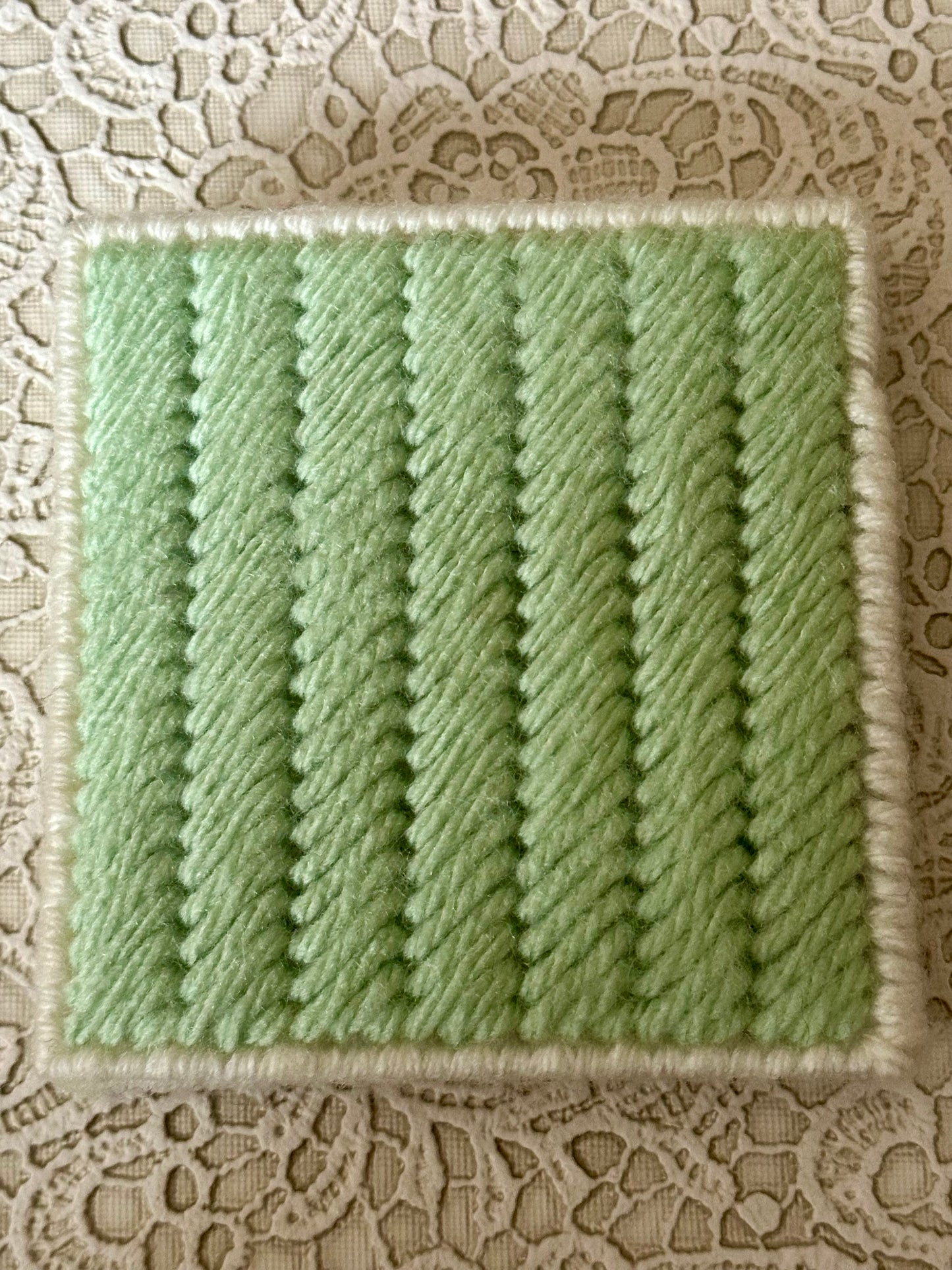 Handmade Dog Sticky Note Holder – Light Green Plastic Canvas Cover with Notepad