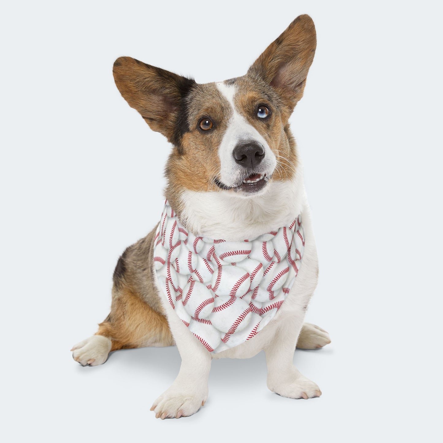 Baseball Dog Bandana, Over the Collar