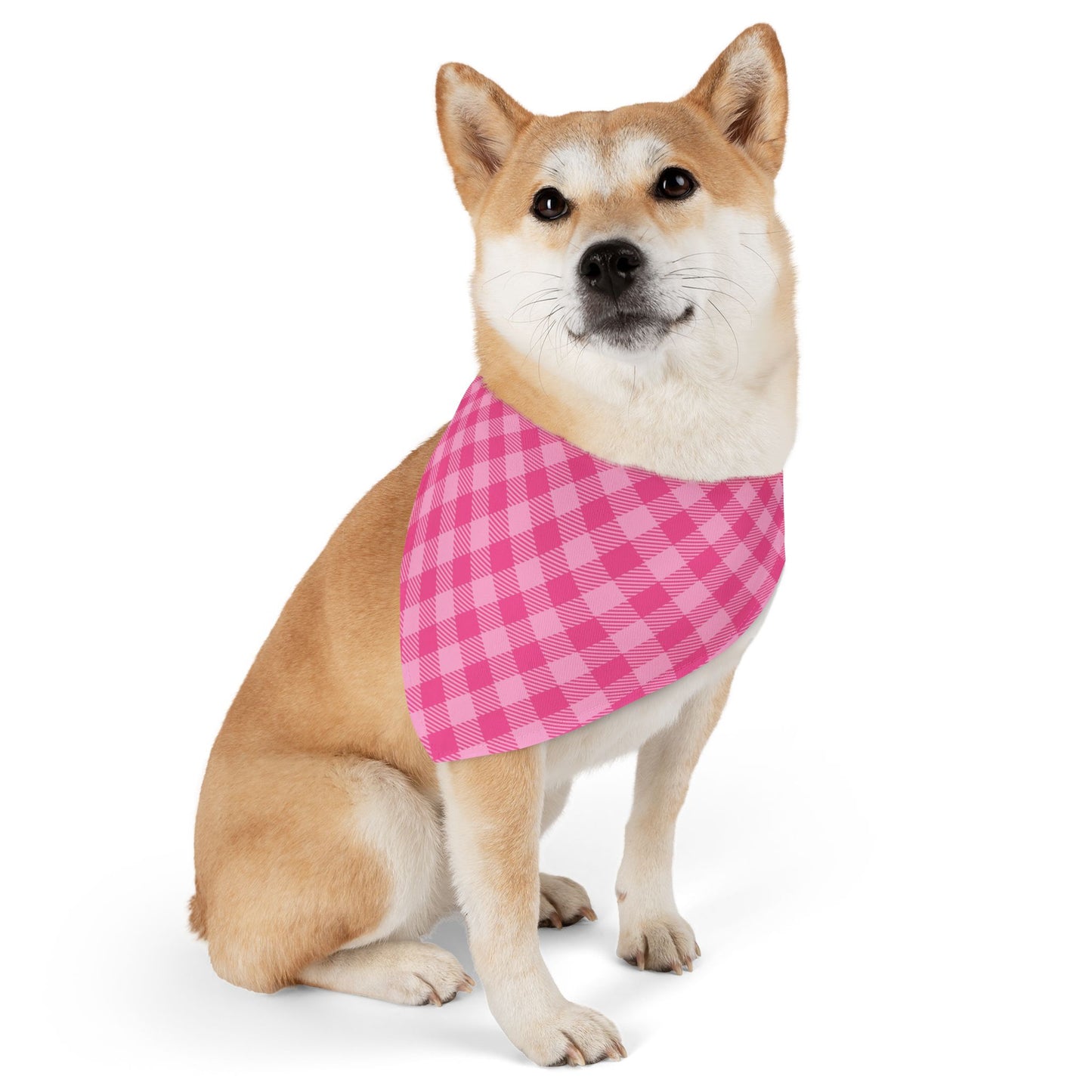 Sweet in Pink Buffalo Plaid Pet Bandana, Over the Collar