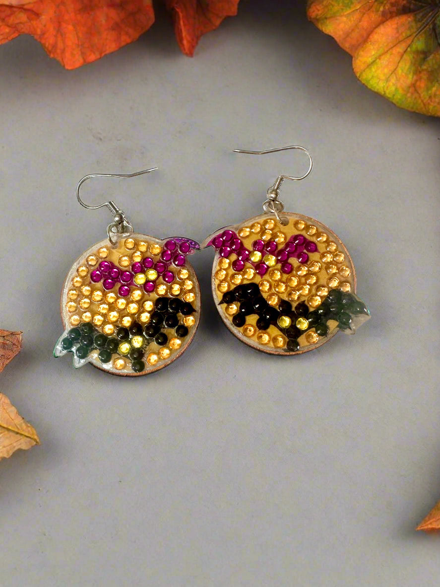 Diamond Dot Double-Sided Bat Earrings