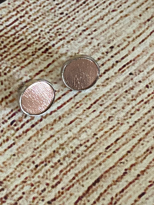 Blush Gold Metallic Faux Leather Stud Earrings