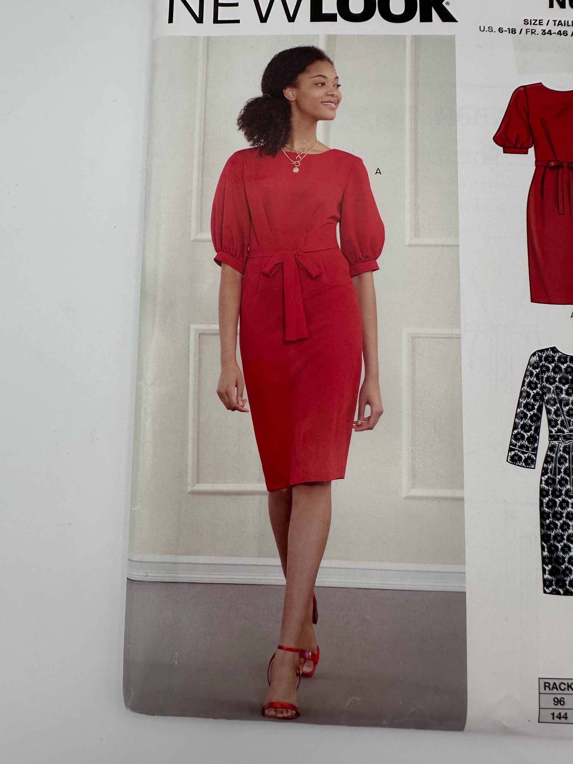 New Look N6679 Knee-Length Dress Pattern – Short or Long Sleeve Variations – Sizes 6–18 – Uncut