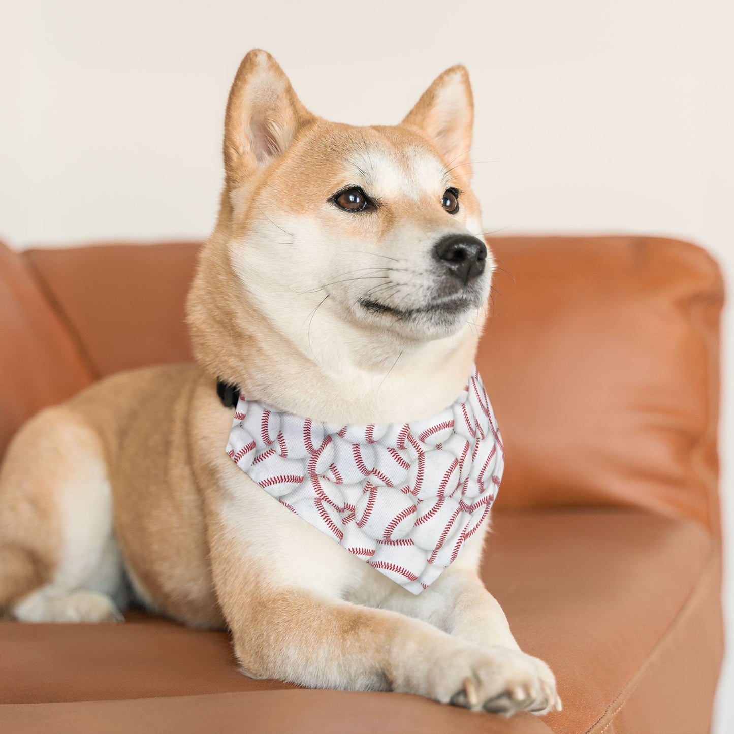 Baseball Dog Bandana, Over the Collar