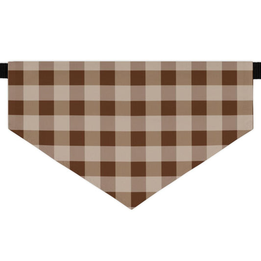 Brown Gingham Dog Bandana, Over the Collar