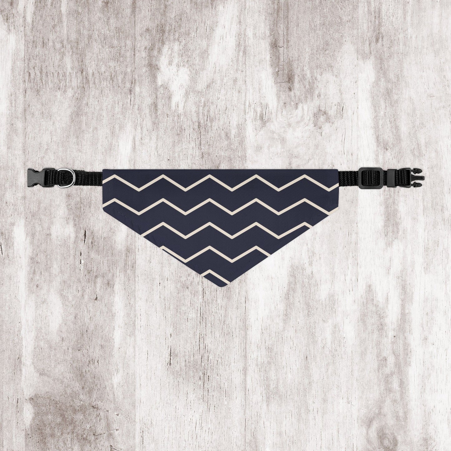Black and White Chevron Dog Bandana - Over the Collar