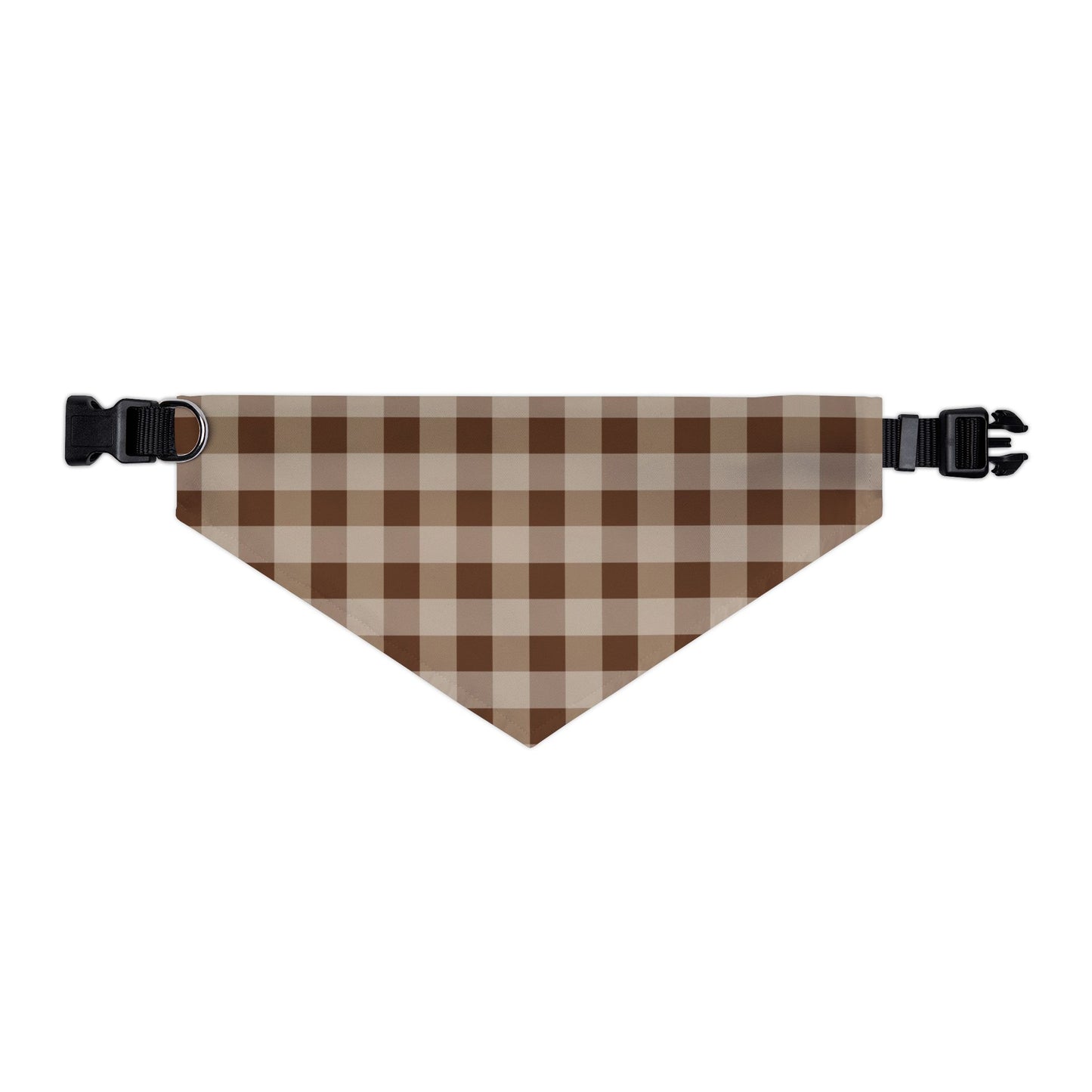 Brown Gingham Dog Bandana, Over the Collar