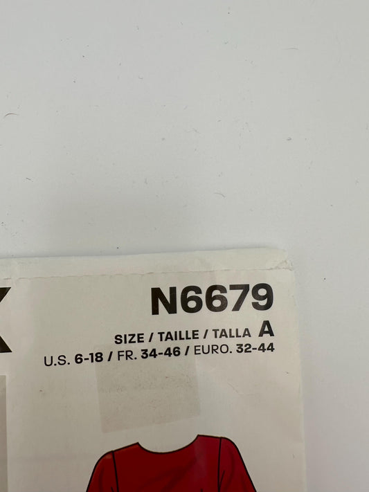 New Look N6679 Knee-Length Dress Pattern – Short or Long Sleeve Variations – Sizes 6–18 – Uncut