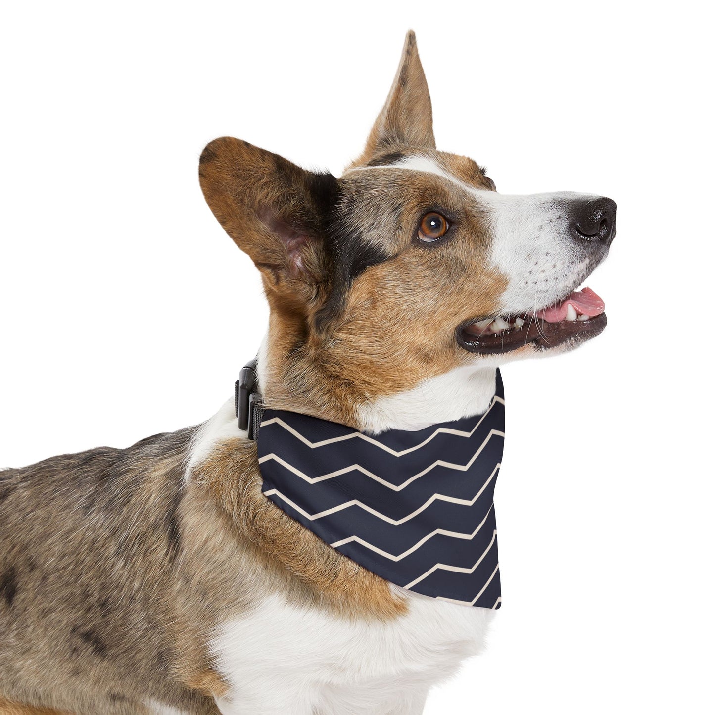 Black and White Chevron Dog Bandana - Over the Collar