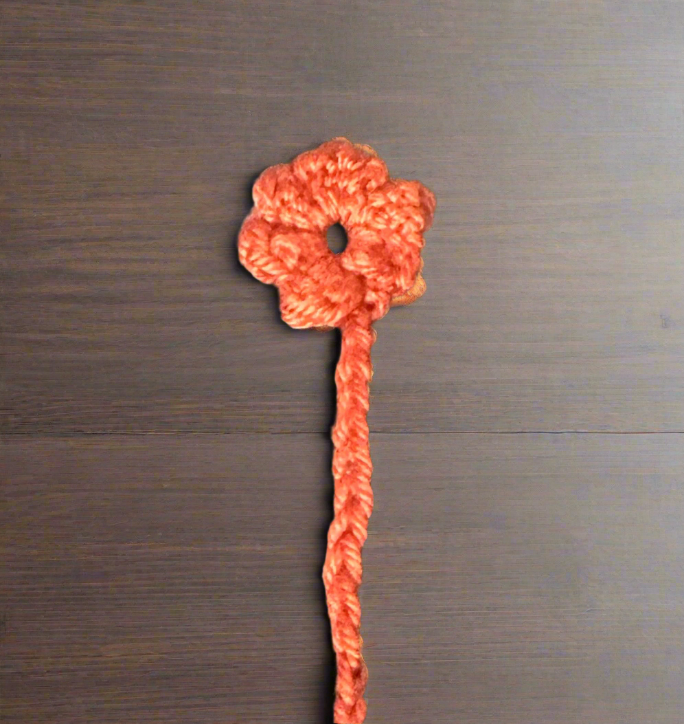 rust orange Crocheted Flower Bookmark