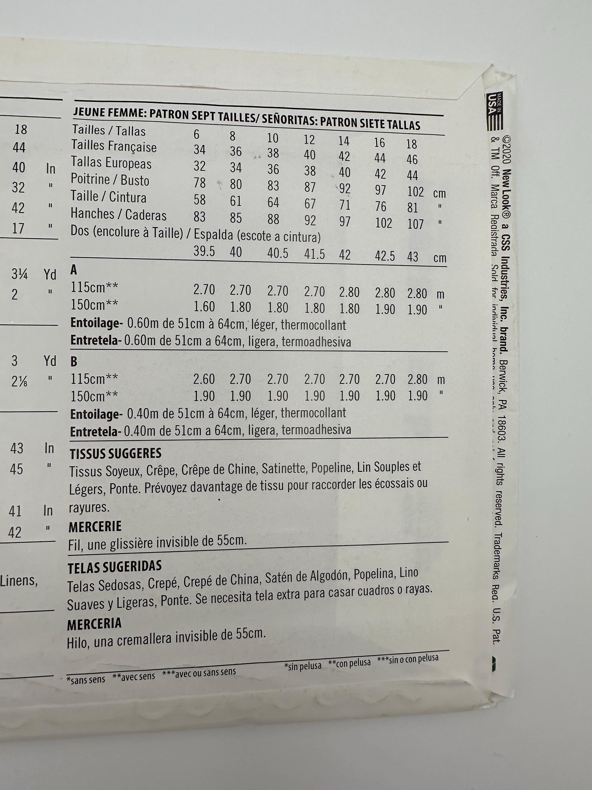 New Look N6679 Knee-Length Dress Pattern – Short or Long Sleeve Variations – Sizes 6–18 – Uncut