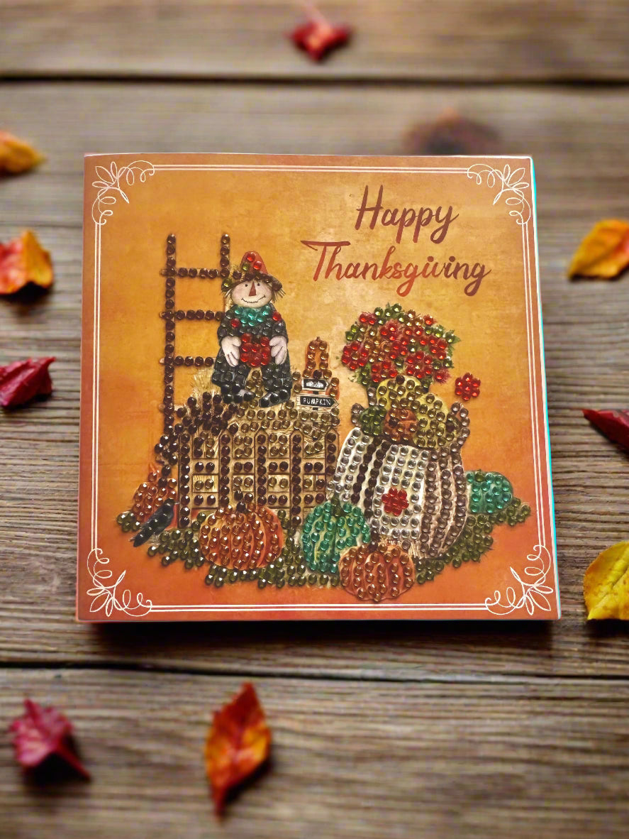 Happy Thanksgiving Diamond Dot Greeting Card – 6x6”