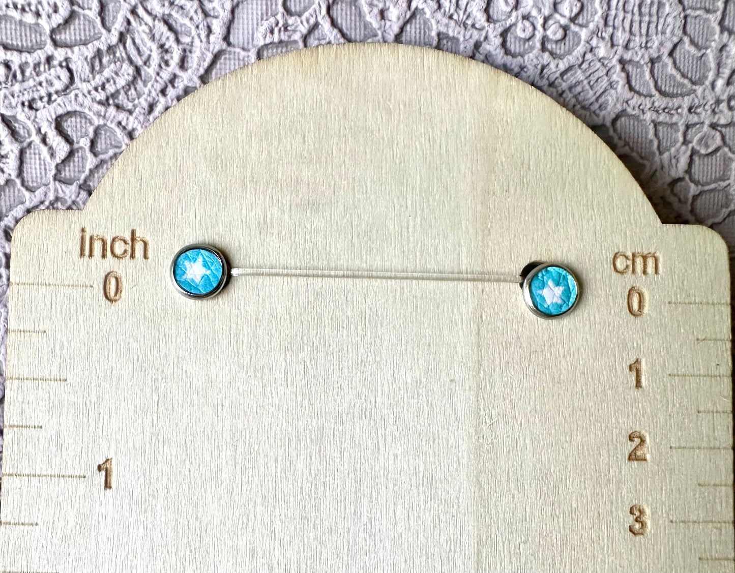 Light Blue Star Faux Leather Stud Earrings – 7mm Patriotic Mini Earrings