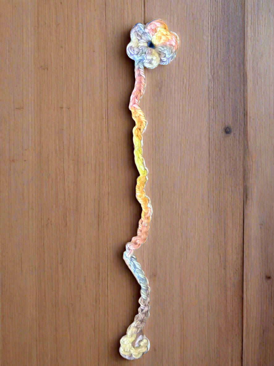 multi-color pastel Crocheted Flower Bookmark
