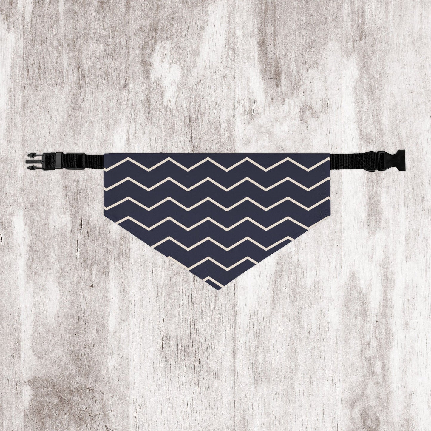 Black and White Chevron Dog Bandana - Over the Collar