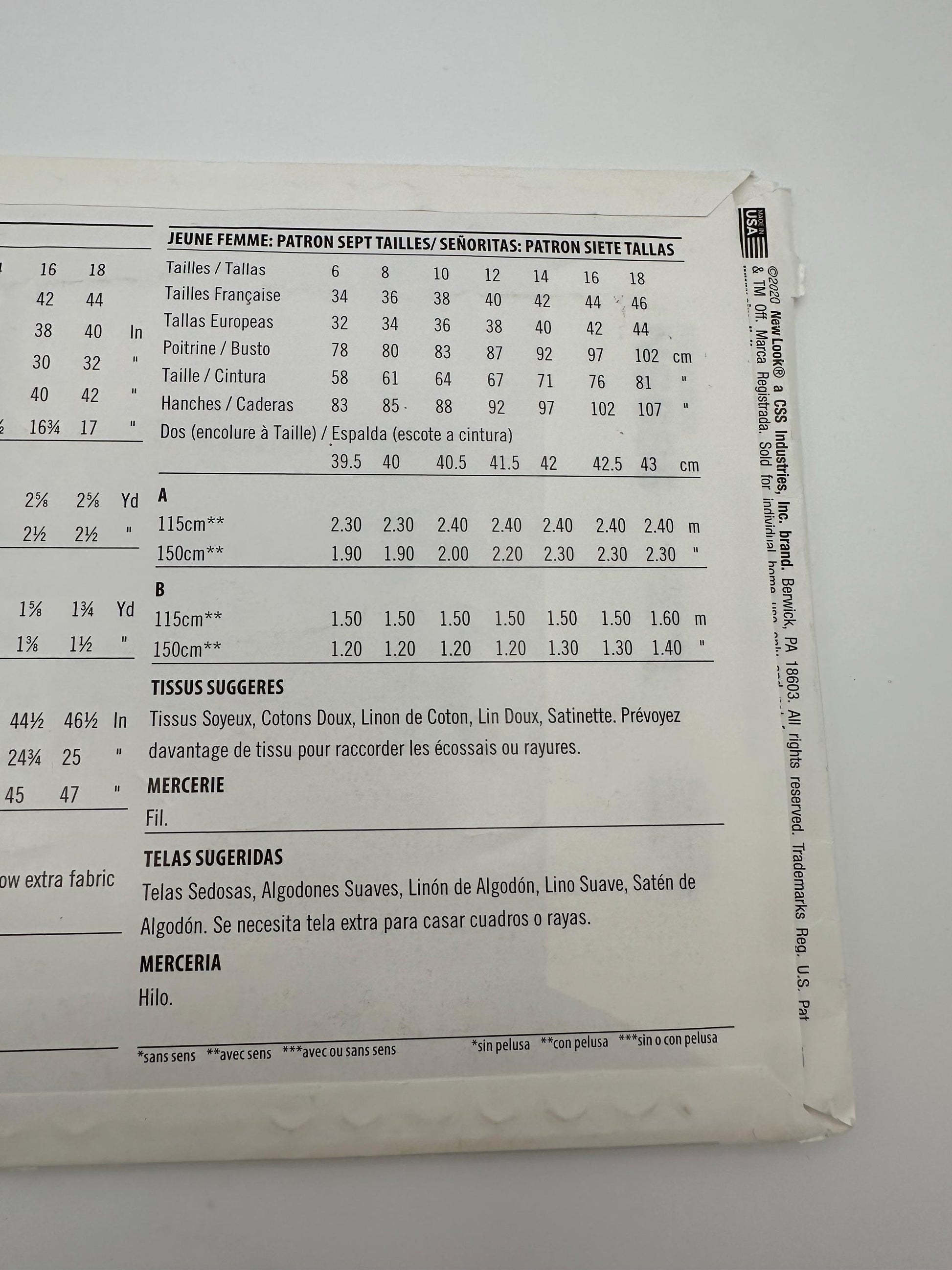 New Look N6685 Misses' Sleeveless or Long-Sleeved Tops Sewing Pattern