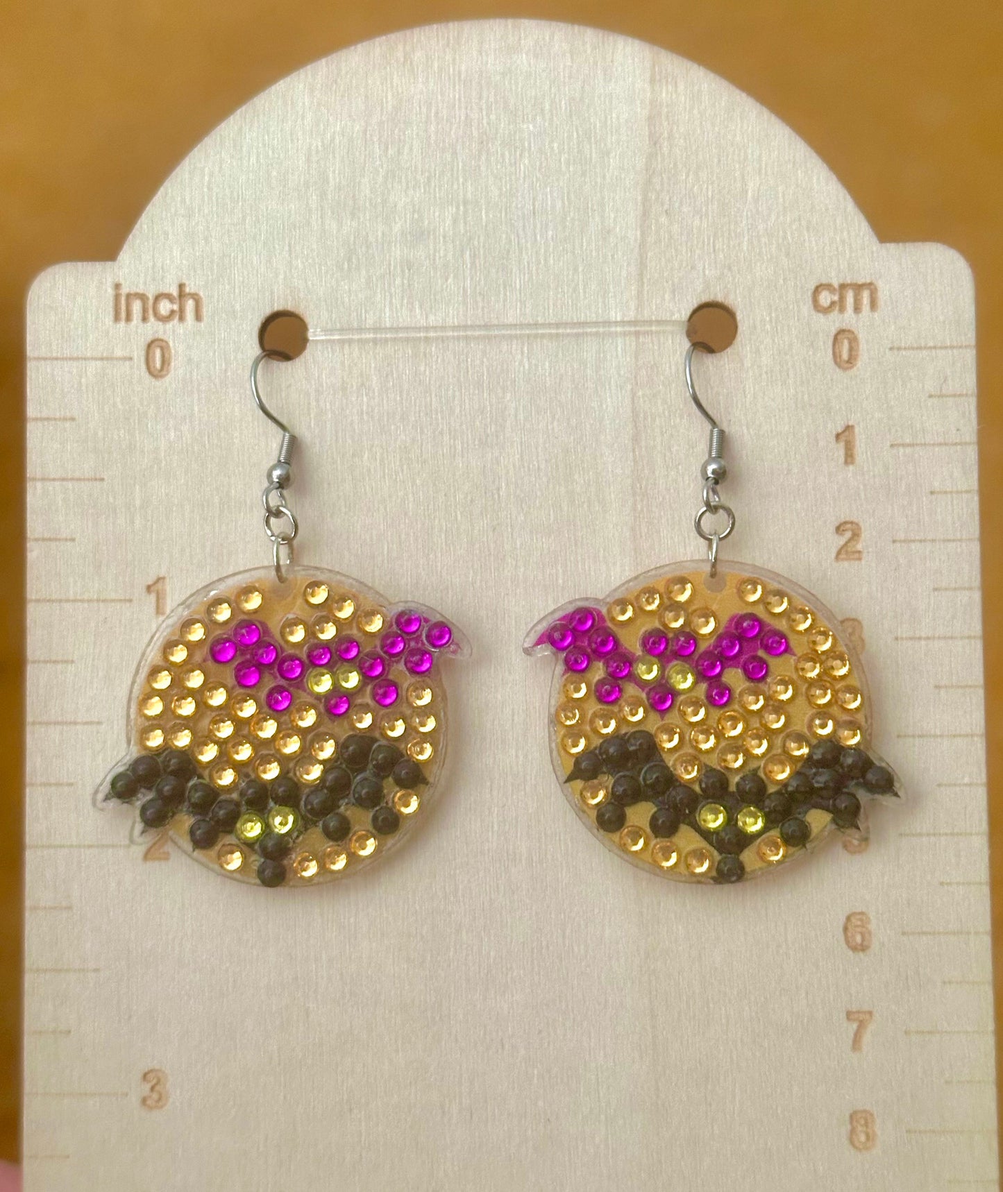 Diamond Dot Double-Sided Bat Earrings