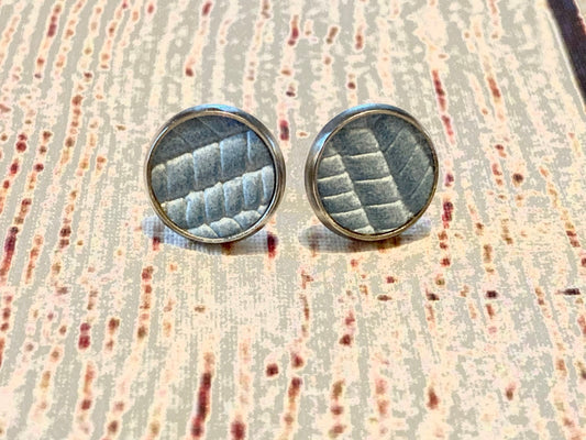 Light Blue  Braided Textured Faux Leather Stud Earrings