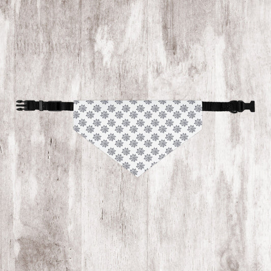 White Dog Bandana with Black Spider Web Pattern