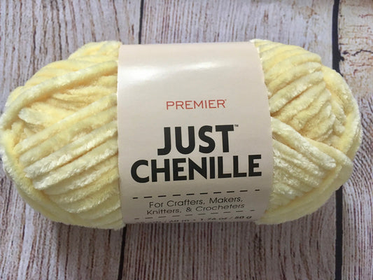 Premier Just Chenille Yarn – Yellow (Color 2017-08) – Super Soft Bulky Yarn