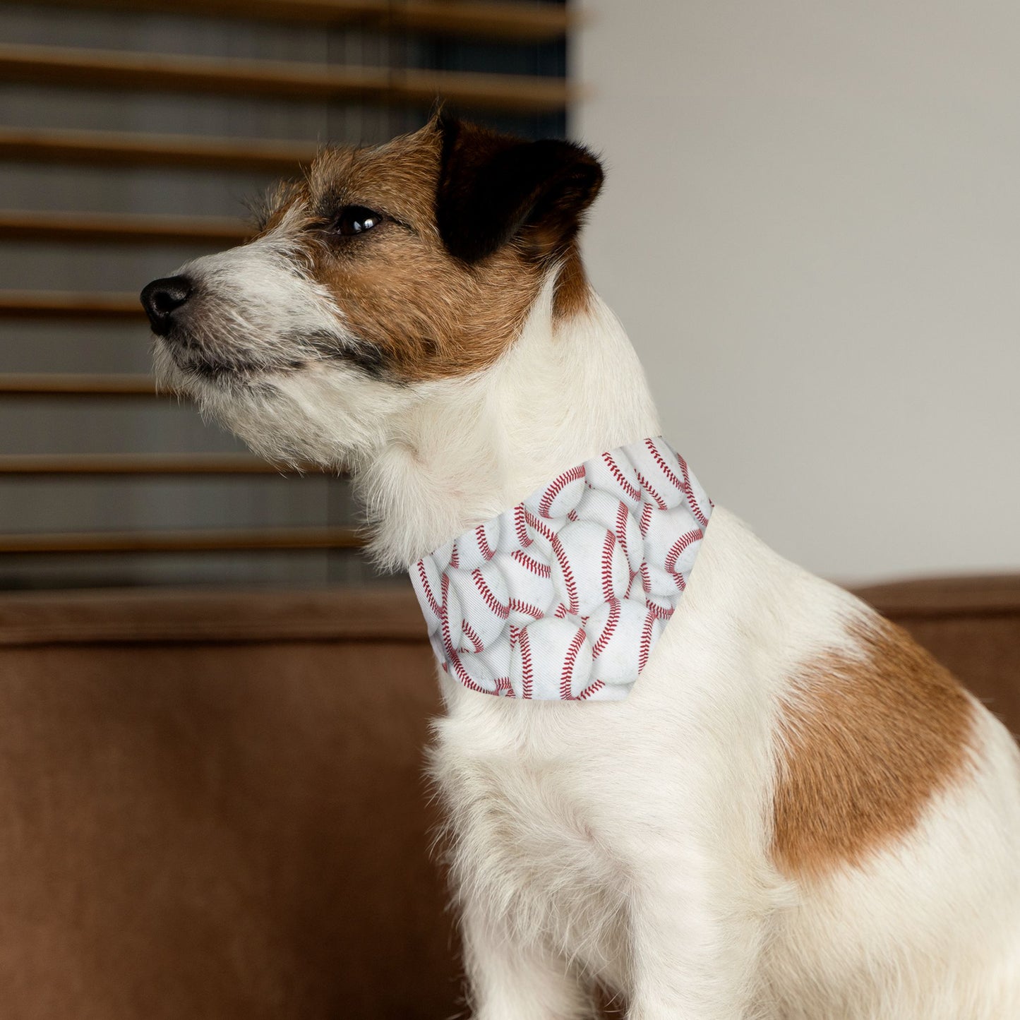 Baseball Dog Bandana, Over the Collar