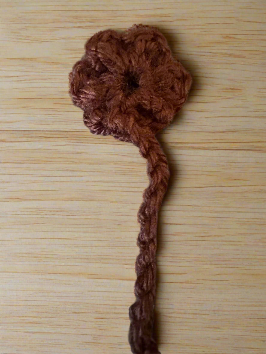 brown Crocheted Flower Bookmark