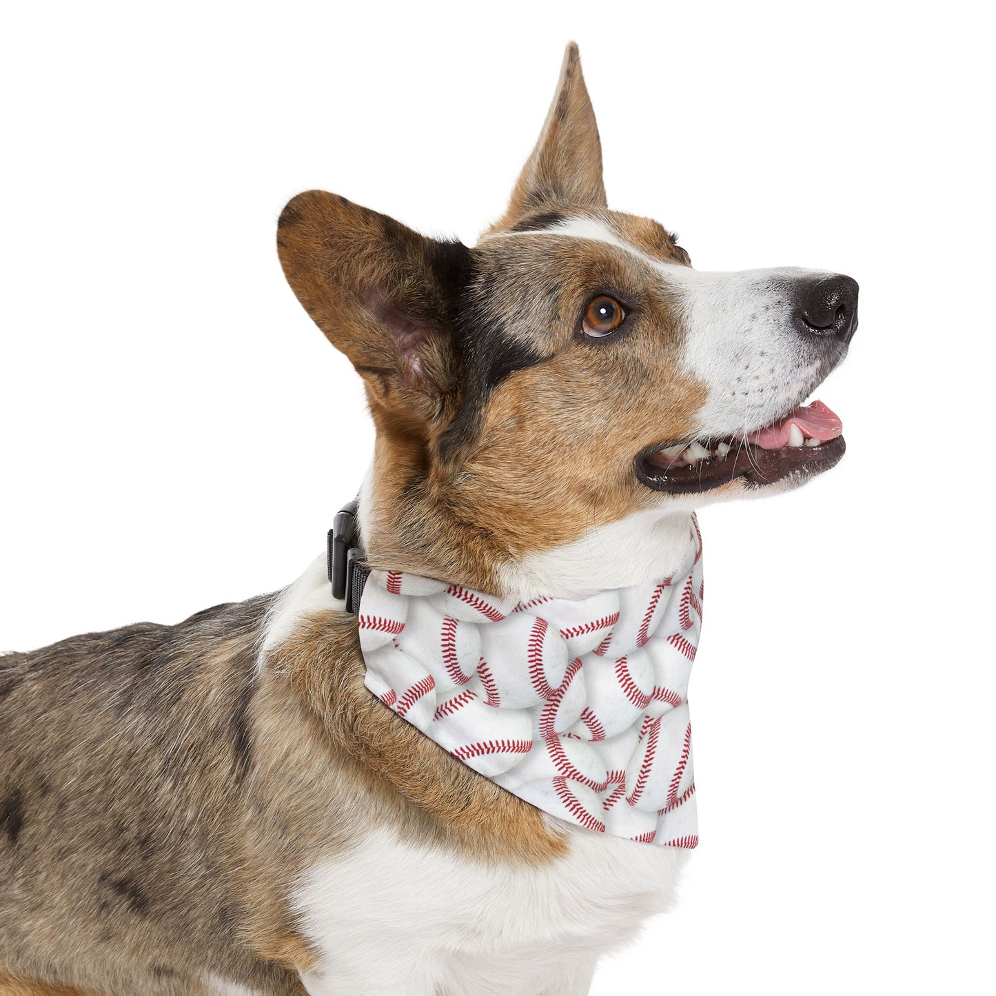 Baseball Dog Bandana, Over the Collar