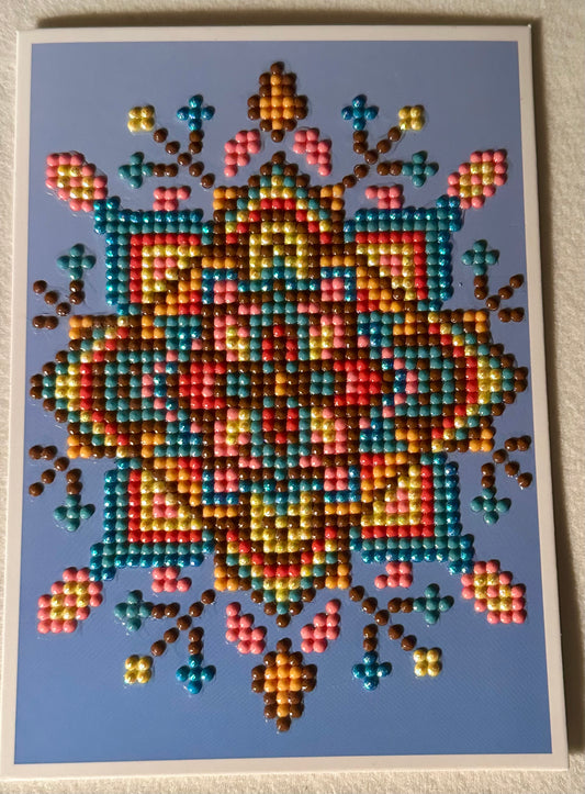 Mandala Diamond Art Greeting Card – Handmade Colorful Blank Card