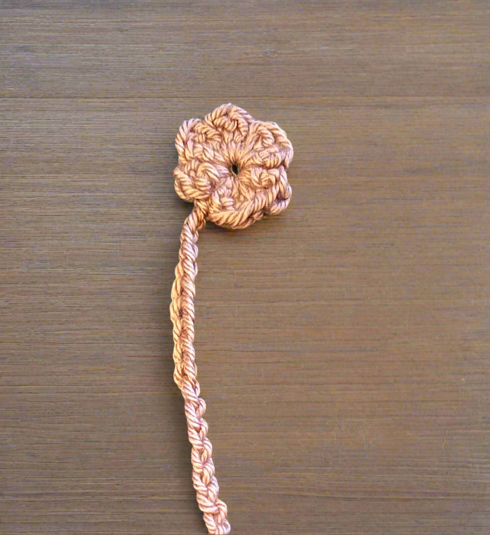 Crocheted Flower Bookmark dusty rose color
