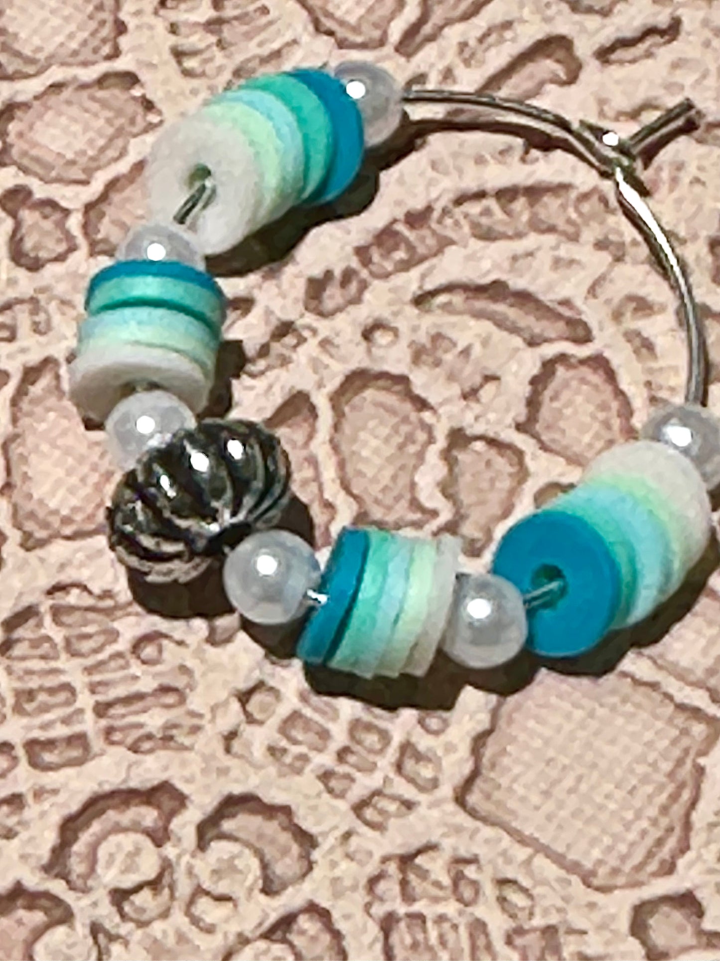 Ocean-Inspired Heishi Bead Hoop Earrings – Faux Pearl and Polymer Clay Beaded Hoops