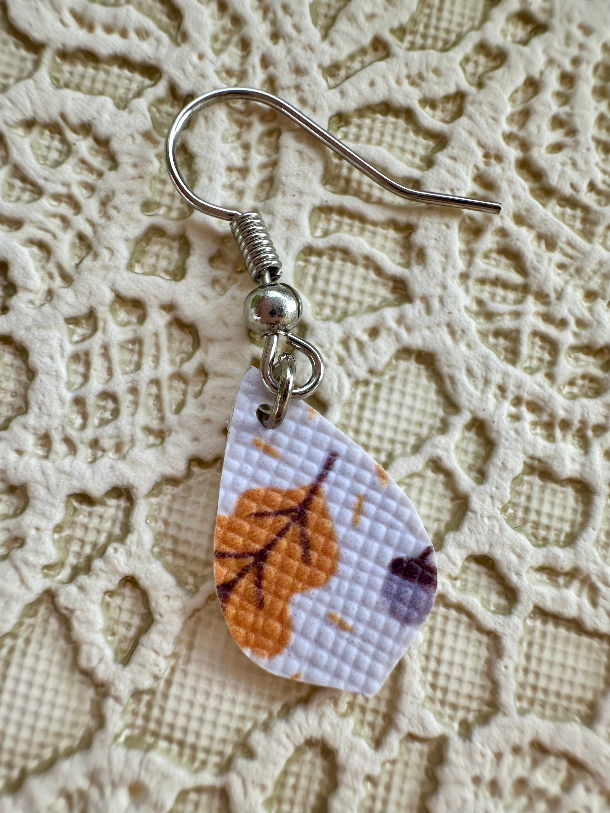 Mini Fall Leaf Faux Leather Earrings – Small Autumn Teardrop