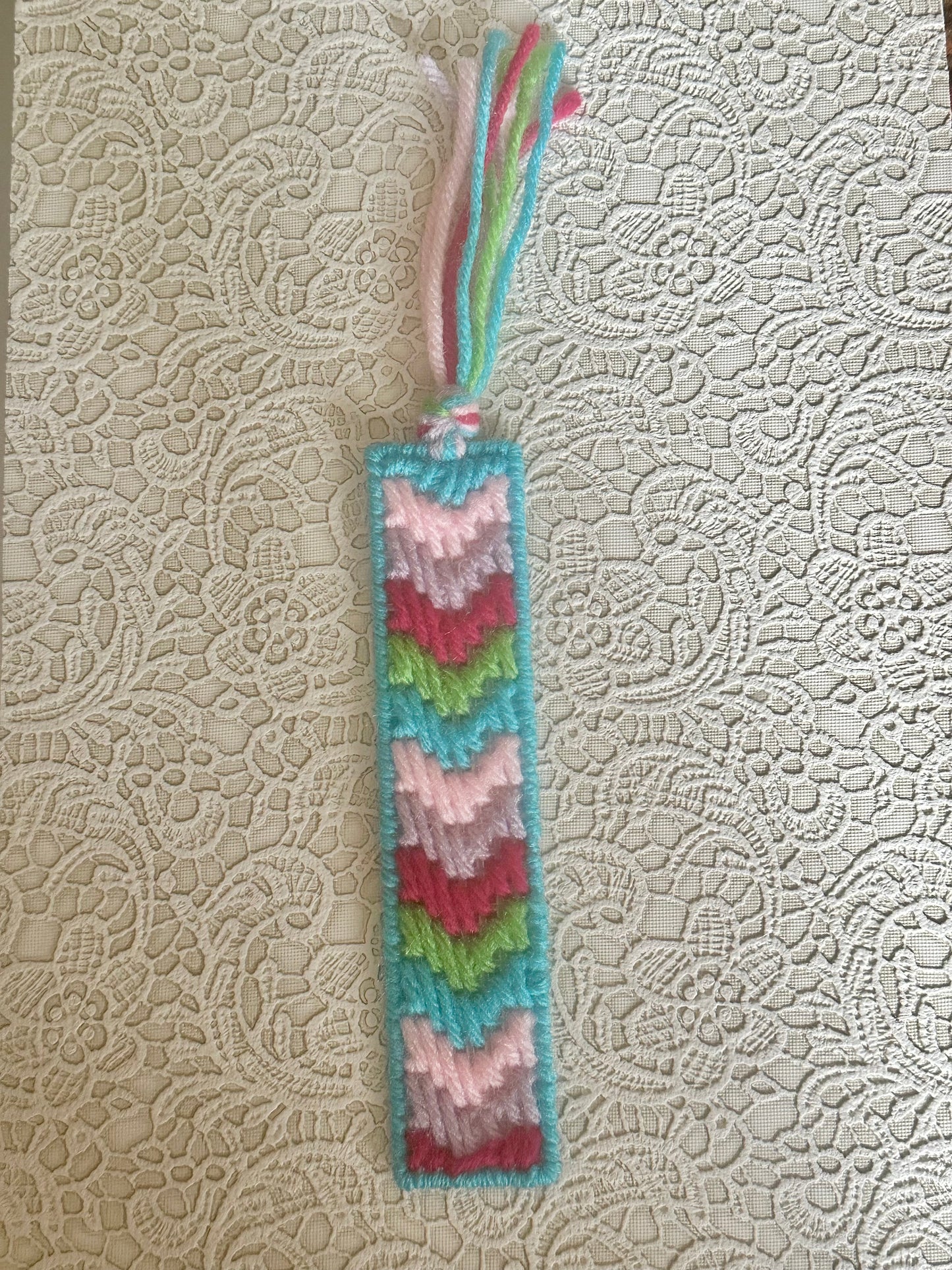 Chevron Plastic Canvas Bookmark – Bright Rainbow Colors