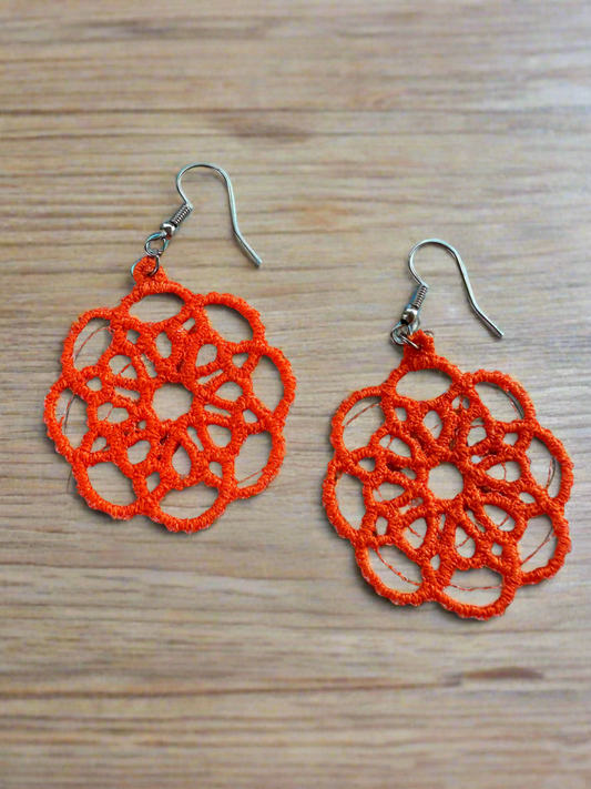 Orange Free Standing Lace Earrings – Lightweight Boho Statement Earrings