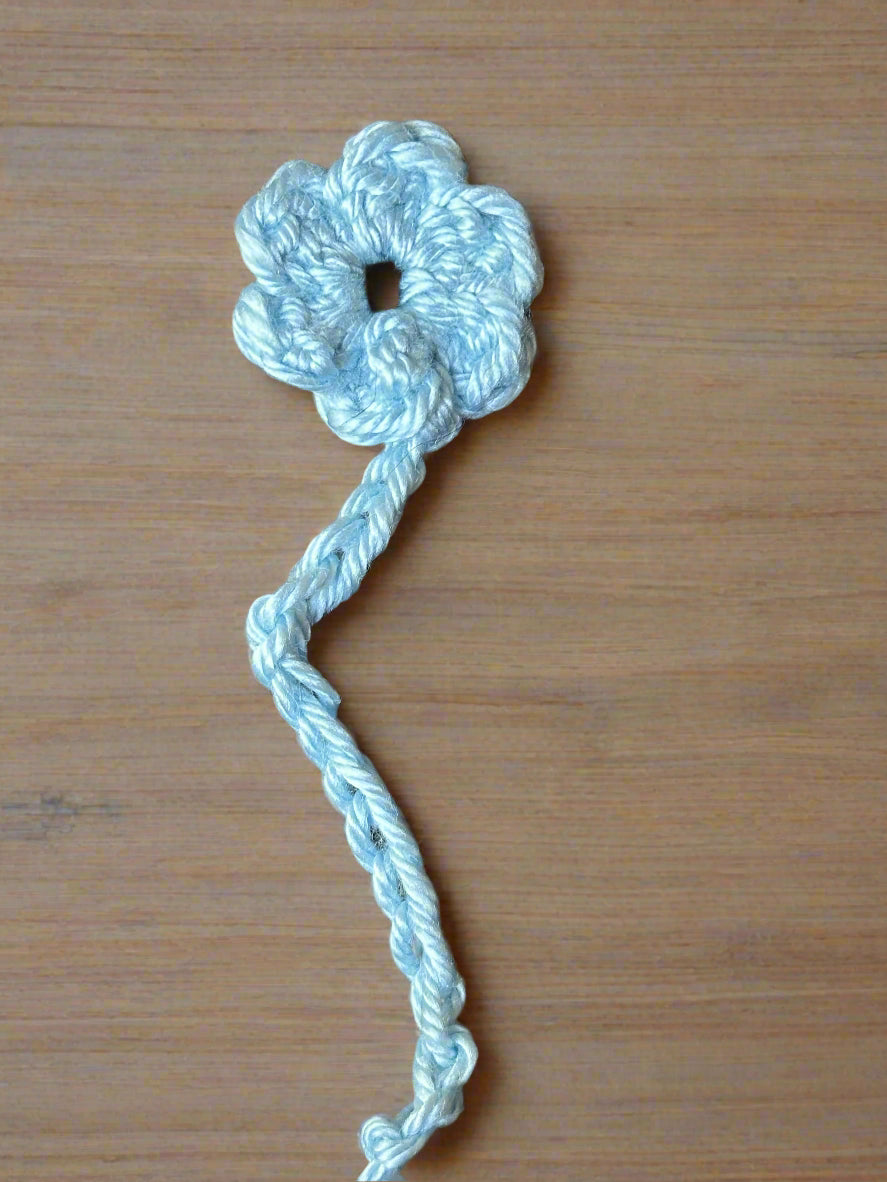 light blue Crocheted Flower Bookmark