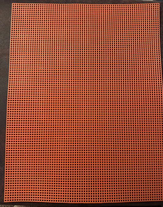 Orange Plastic Canvas Sheet – 7 Mesh, 10.5” x 13.5”